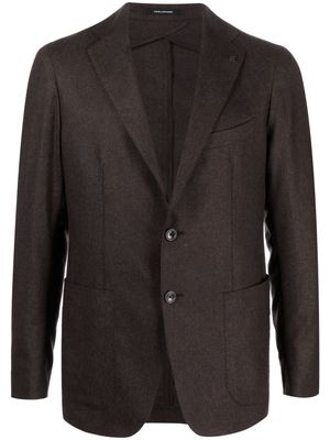 Tagliatore single-breasted virgin wool-blend blazer - Brown