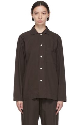 Tekla Brown Organic Cotton Pyjama Shirt