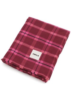 TEKLA checked merino wool blanket - Purple