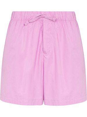 TEKLA high-waist drawstring poplin shorts - Purple