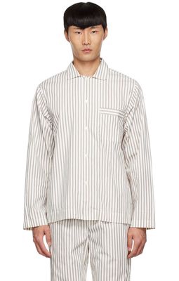 Tekla Off-White & Brown Organic Cotton Pyjama Shirt