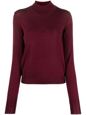 There Was One contrast-stripe roll-neck jumper - Red