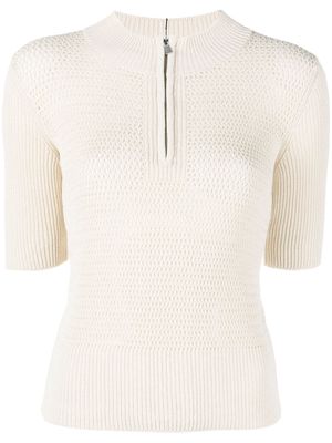 There Was One open-knit zip-up top - Neutrals