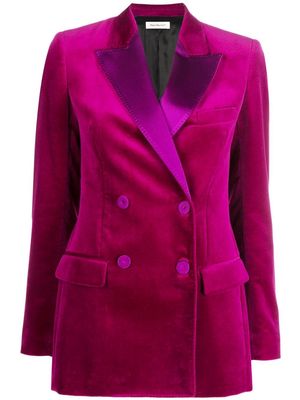 There Was One velvet-finish double-breasted blazer - Purple