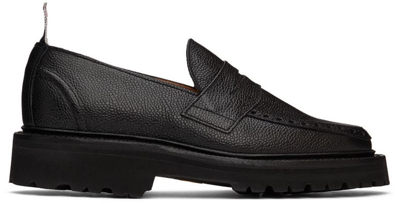 Thom Browne Black Commando Sole Penny Loafers