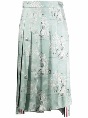 Thom Browne floral-print pleated skirt - Green