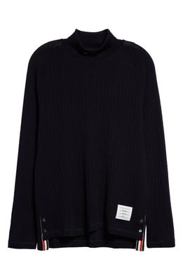 Thom Browne Wool Rib Turtleneck Sweater in Navy