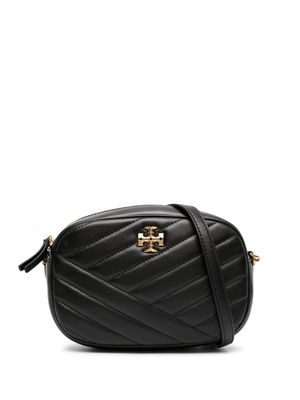 Tory Burch logo-plaque quilted crossbody bag - Black