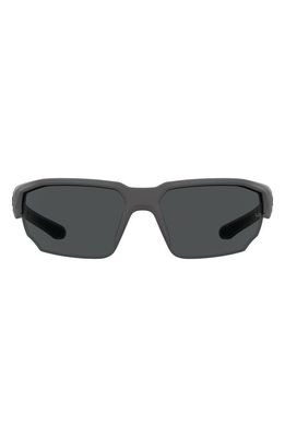 Under Armour 70mm Polarized Oversize Sport Sunglasses in Grey Black