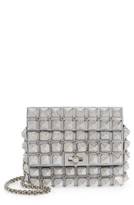 Valentino Garavani Mini Roman Stud Overlay Shoulder Bag in Palladio/crystal/grey