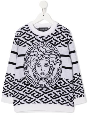 Versace Kids Medusa Head intarsia jumper - White