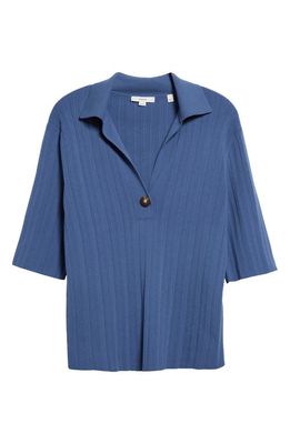 Vince Cotton Polo Sweater in Azurite