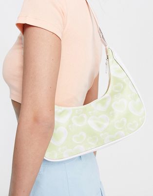 Vintage Supply bubble hearts print shoulder bag-Green