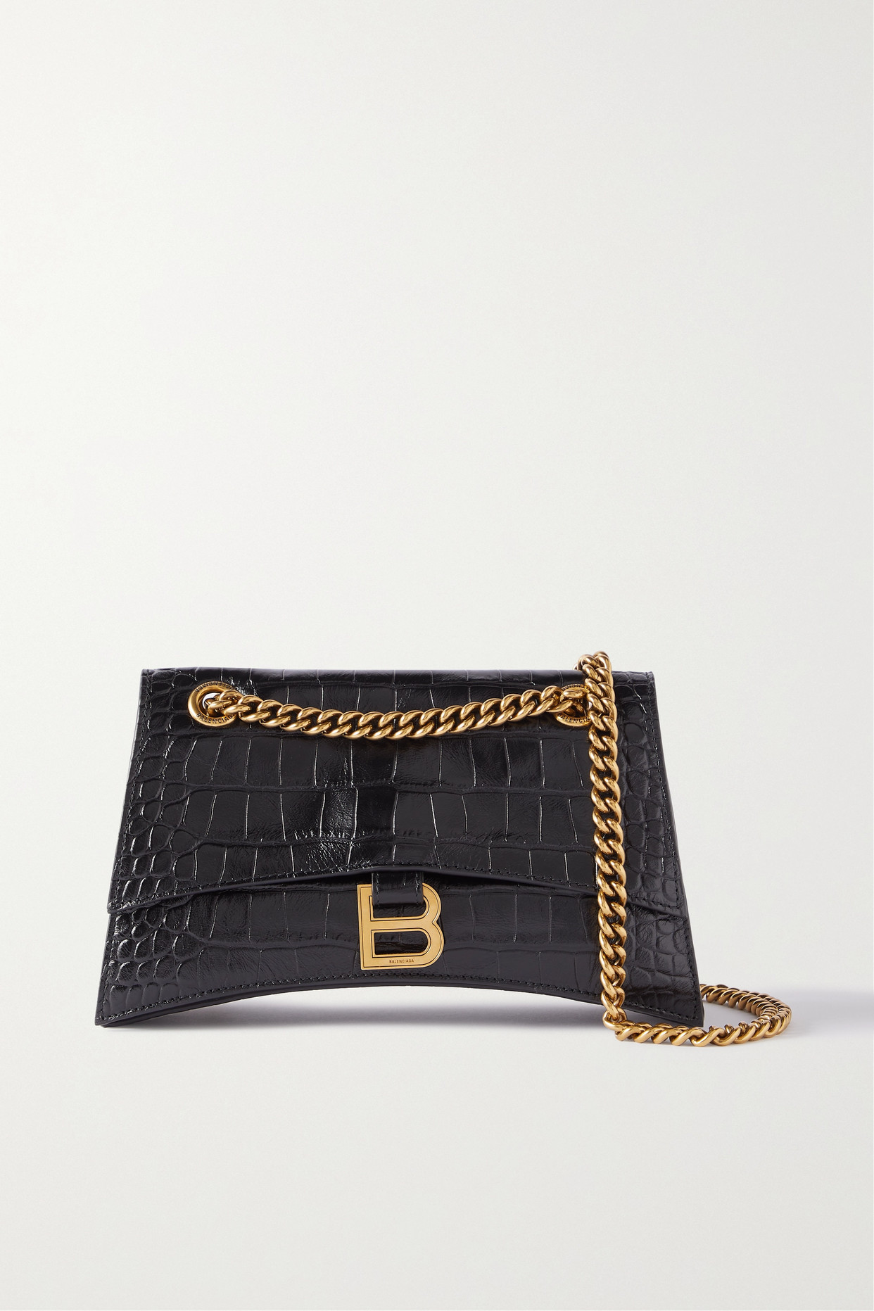 Balenciaga - Crush Croc-effect Leather Shoulder Bag - Black