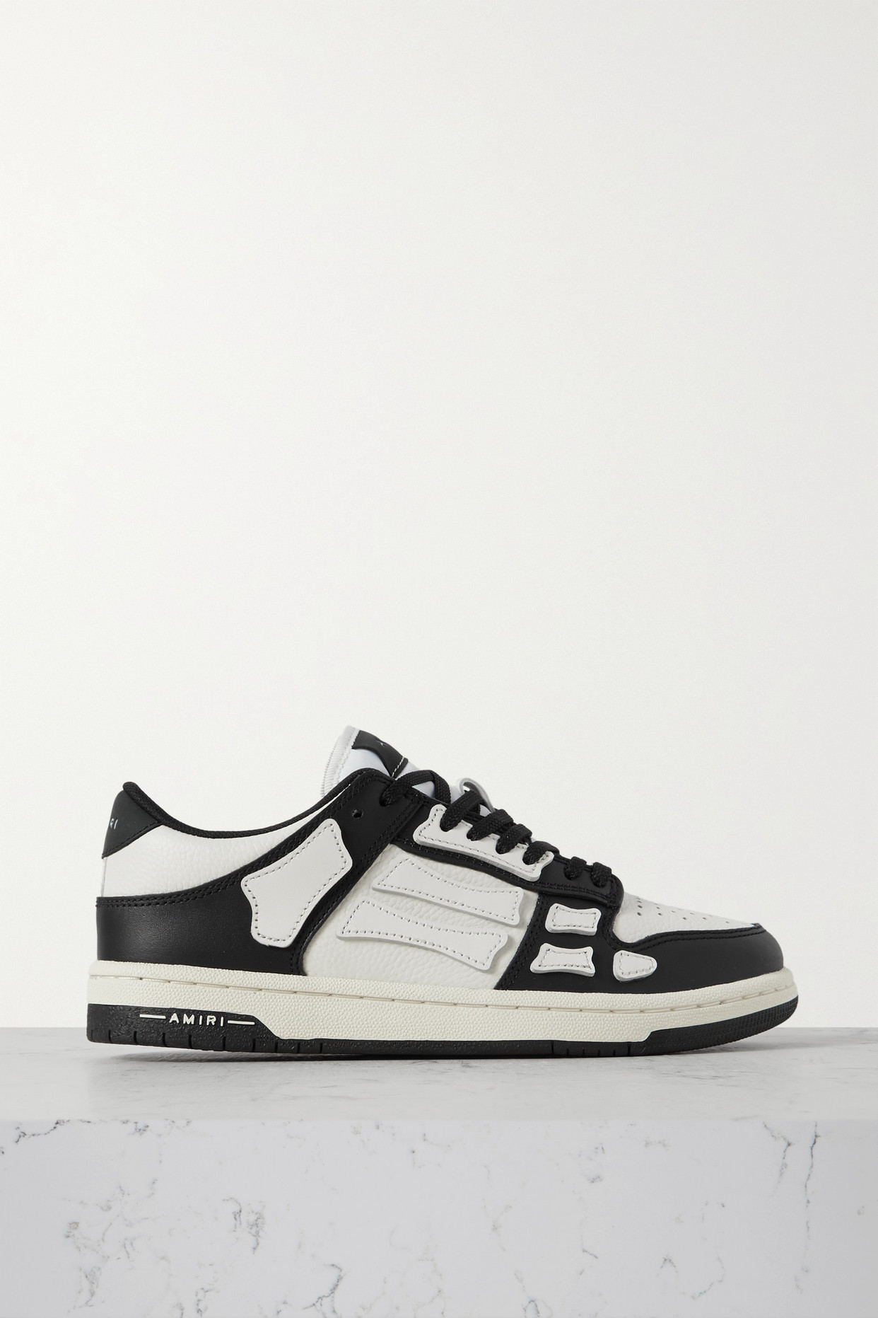 AMIRI - Skel Top Two-tone Perforated Paneled Leather Sneakers - White