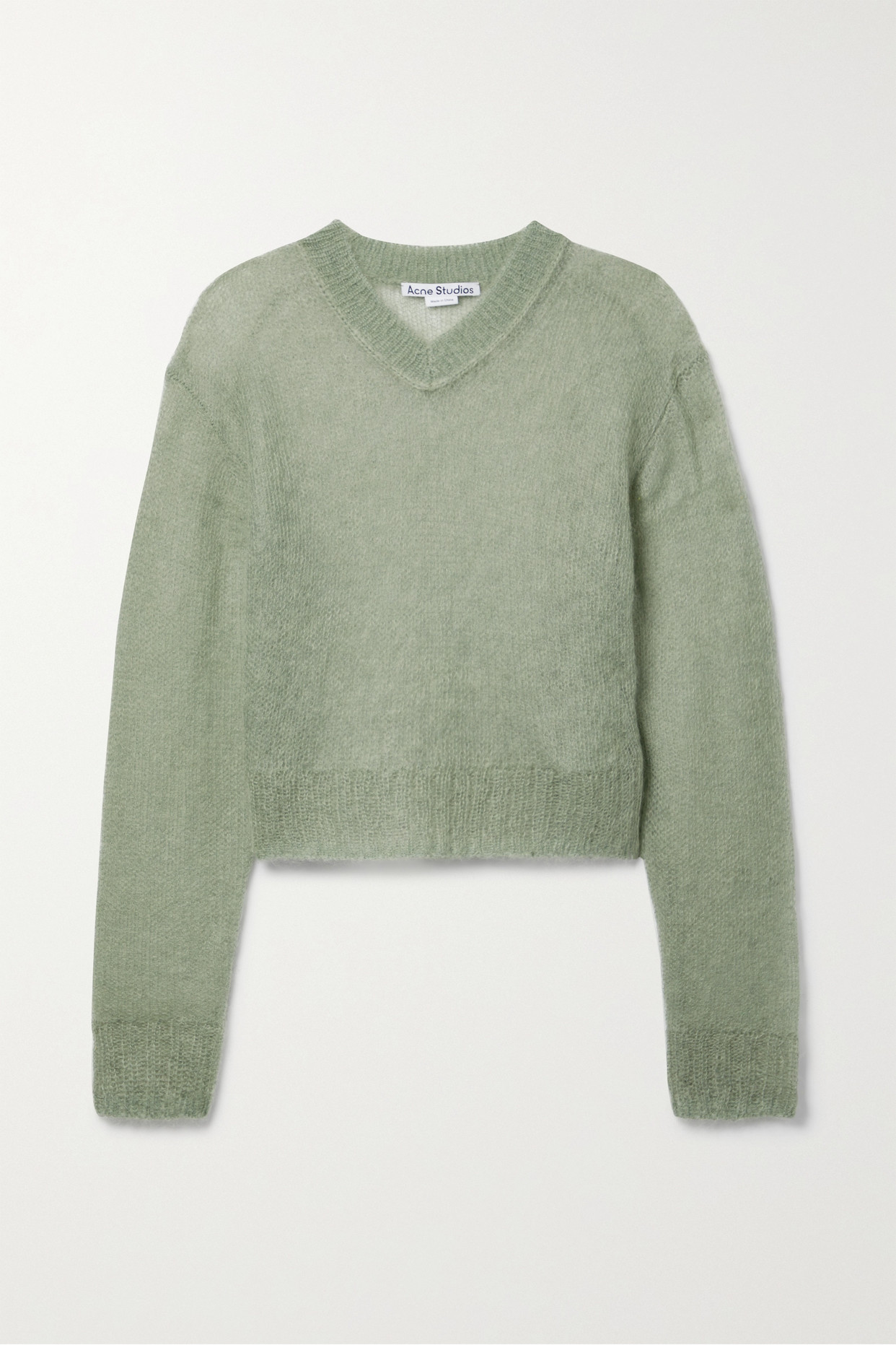 Acne Studios - Cropped Open-knit Mohair-blend Sweater - Green