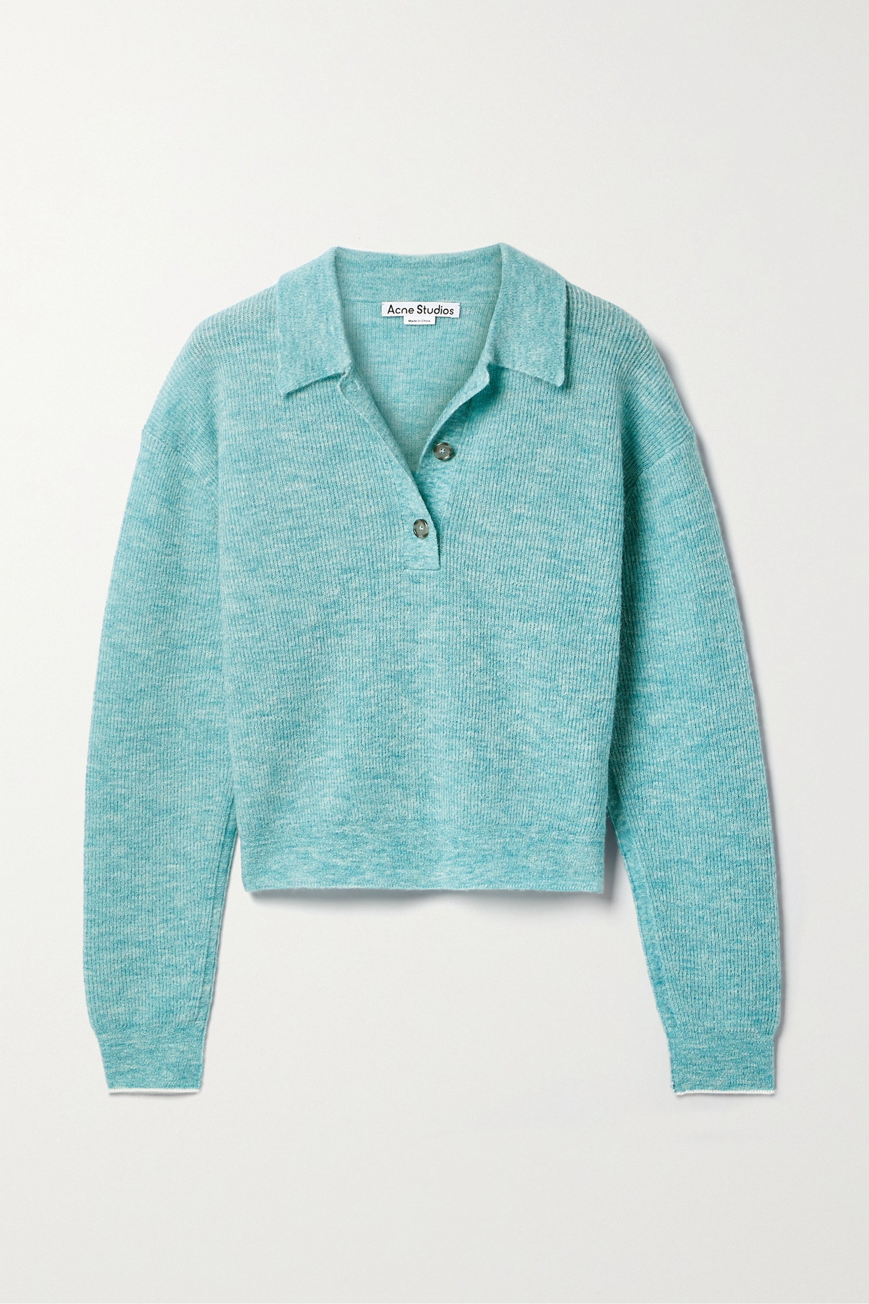 Acne Studios - Ribbed-knit Polo Shirt - Blue
