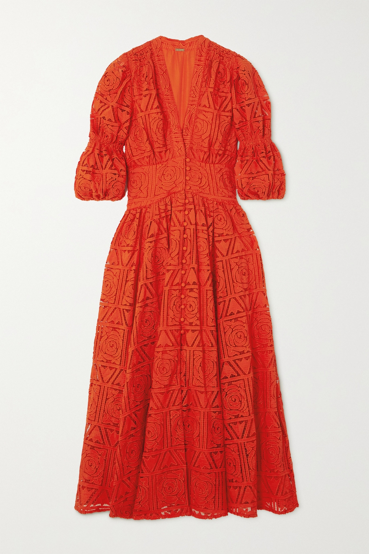 Cult Gaia - Willow Guipure Lace Midi Dress - Red