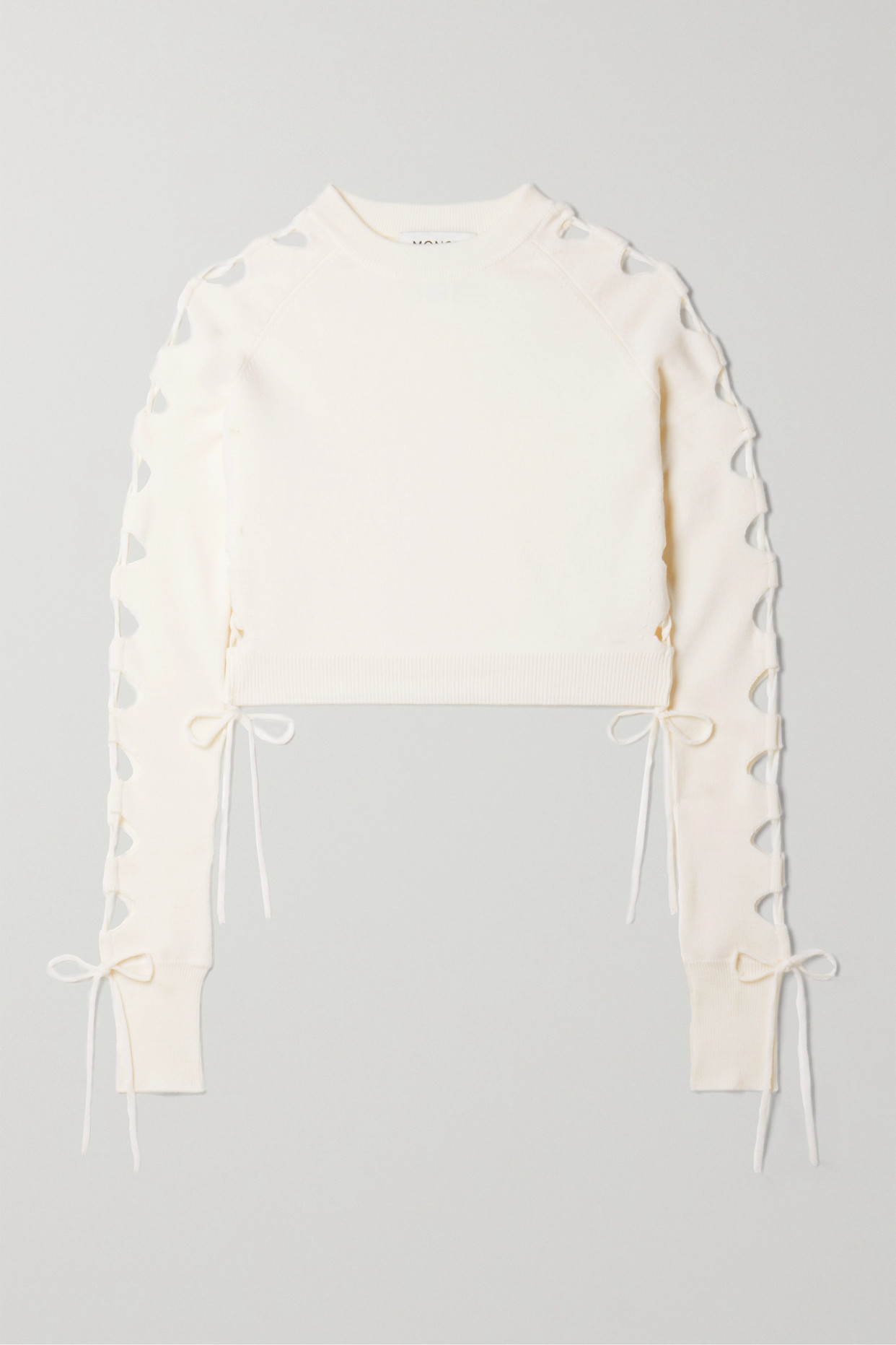 Monse - Cutout Lace-up Cropped Merino Wool-blend Sweater - Ivory