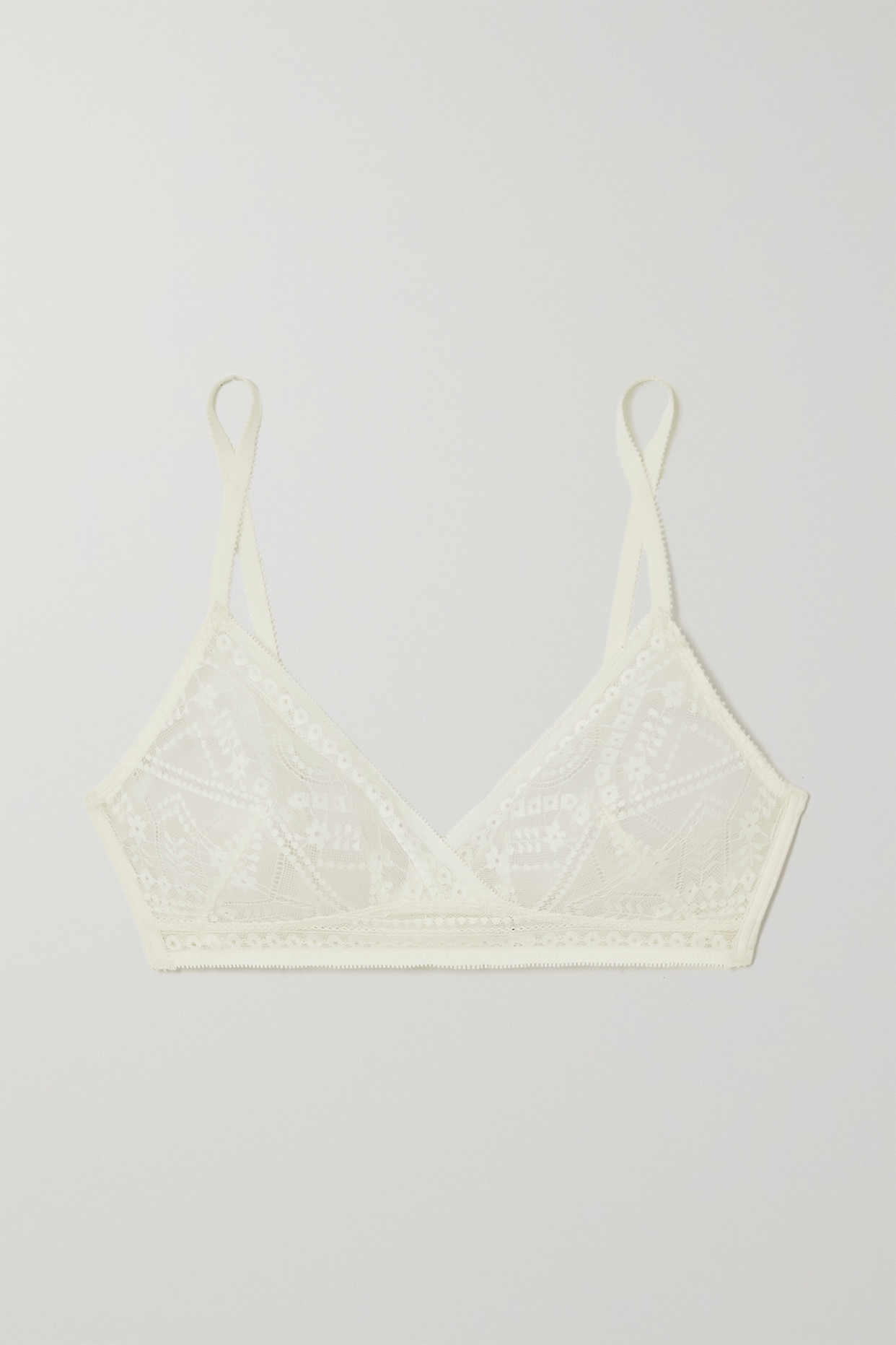 Eres - Neroli Girofle Embroidered Tulle Soft-cup Triangle Bra - Ivory