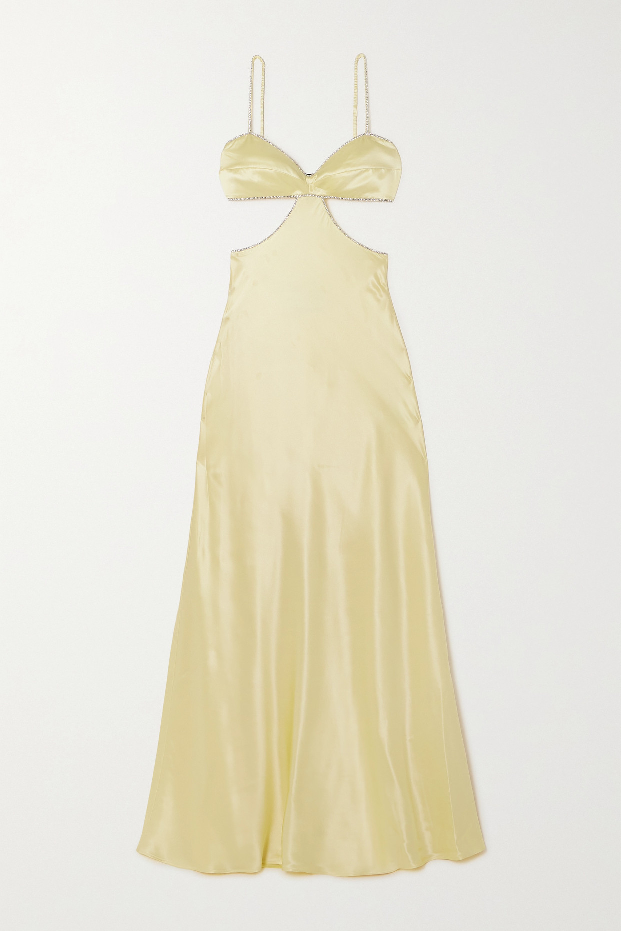 Michael Lo Sordo - Crystal-embellished Cutout Silk-satin Maxi Dress - Yellow
