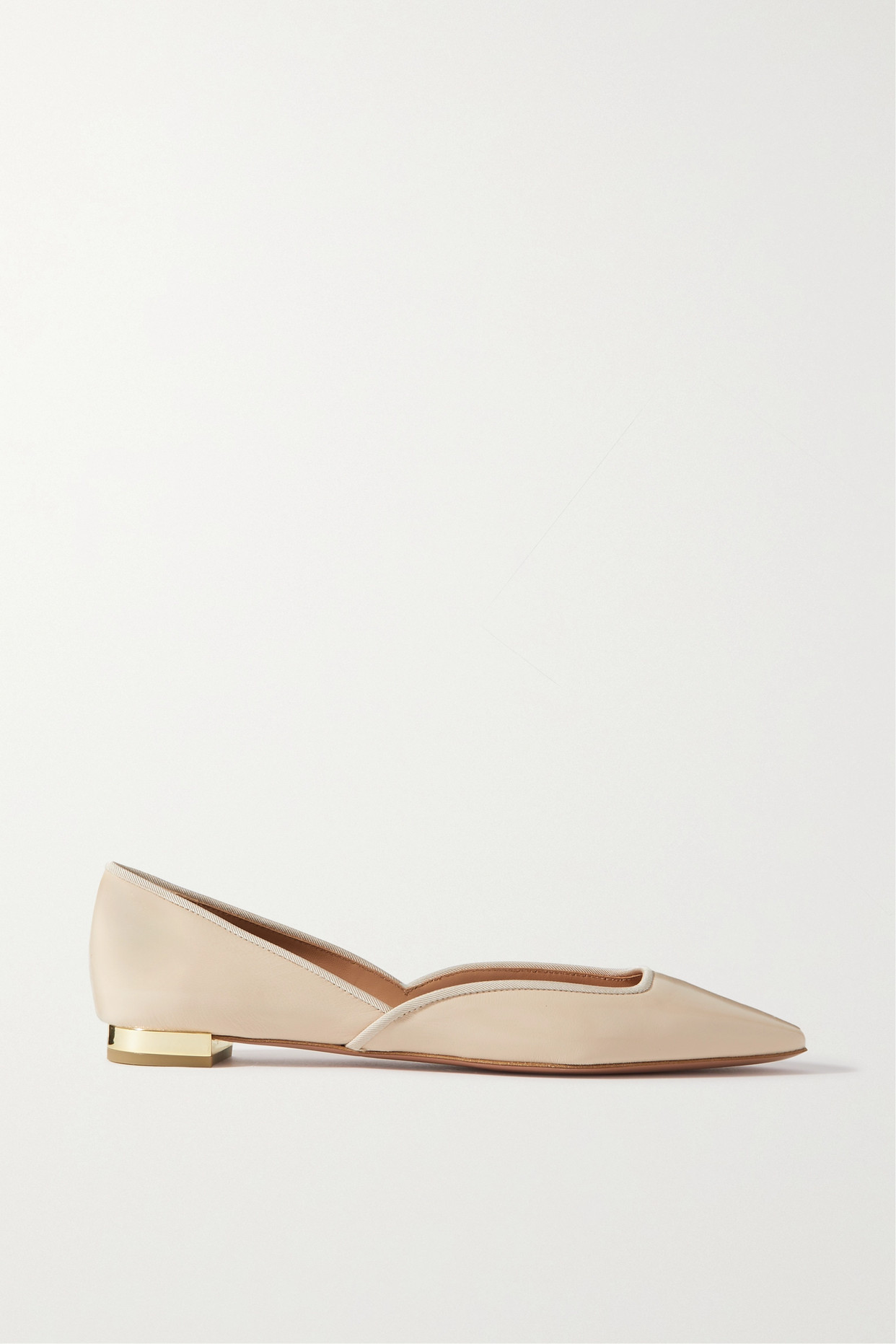 Aquazzura - Maia Grosgrain-trimmed Glossed-leather Ballet Flats - Cream