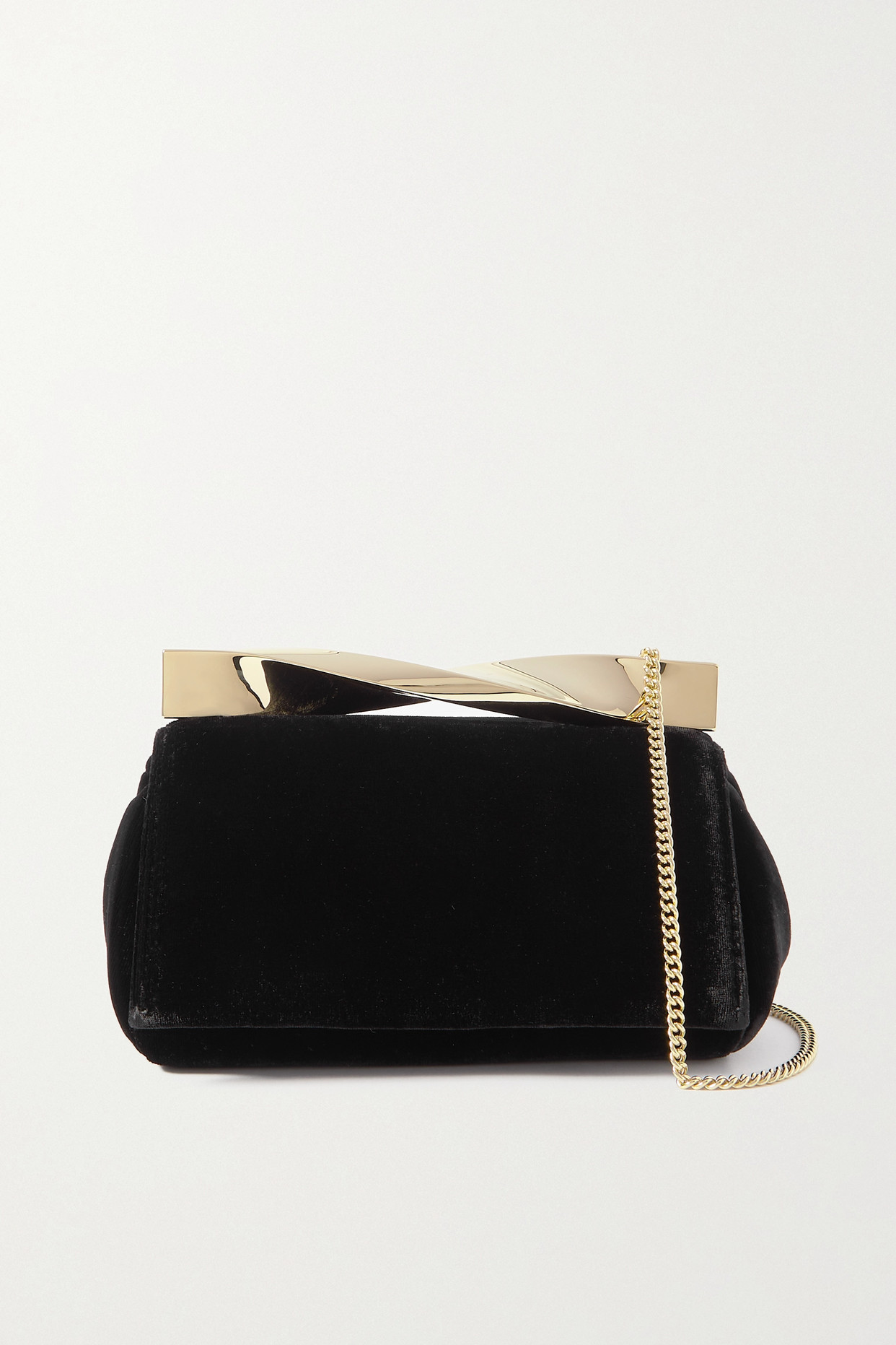 Aquazzura - Twist Gold-tone Velvet Clutch - Black