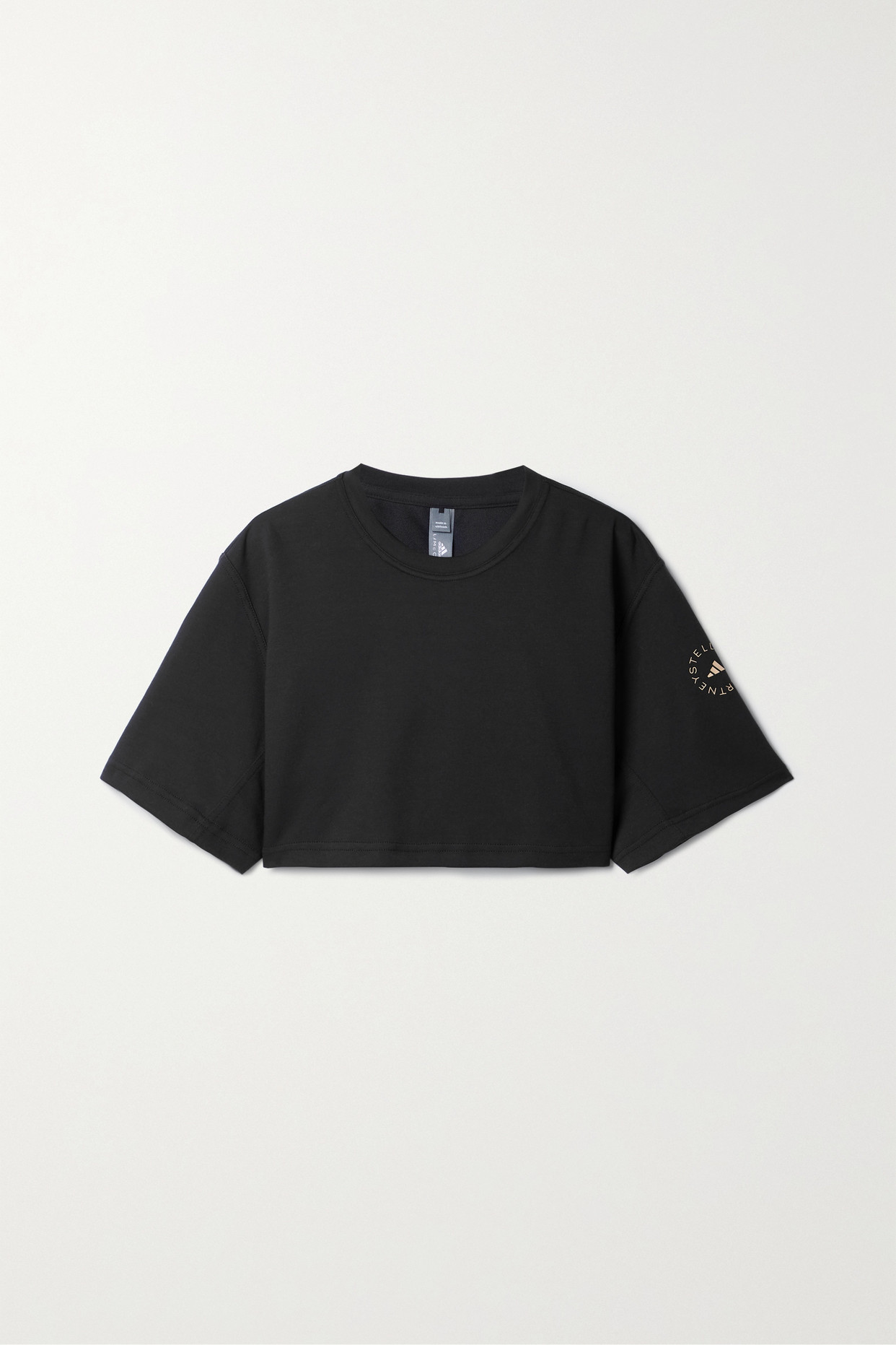 adidas by Stella McCartney - Futureplayground Cropped Organic Cotton-blend Jersey T-shirt - Black