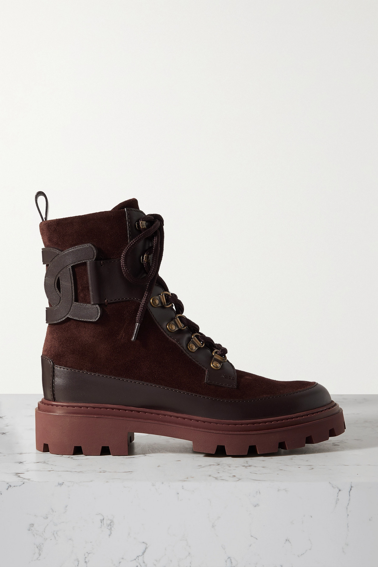 Tod's - Kate Leather-trimmed Suede Ankle Boots - Brown