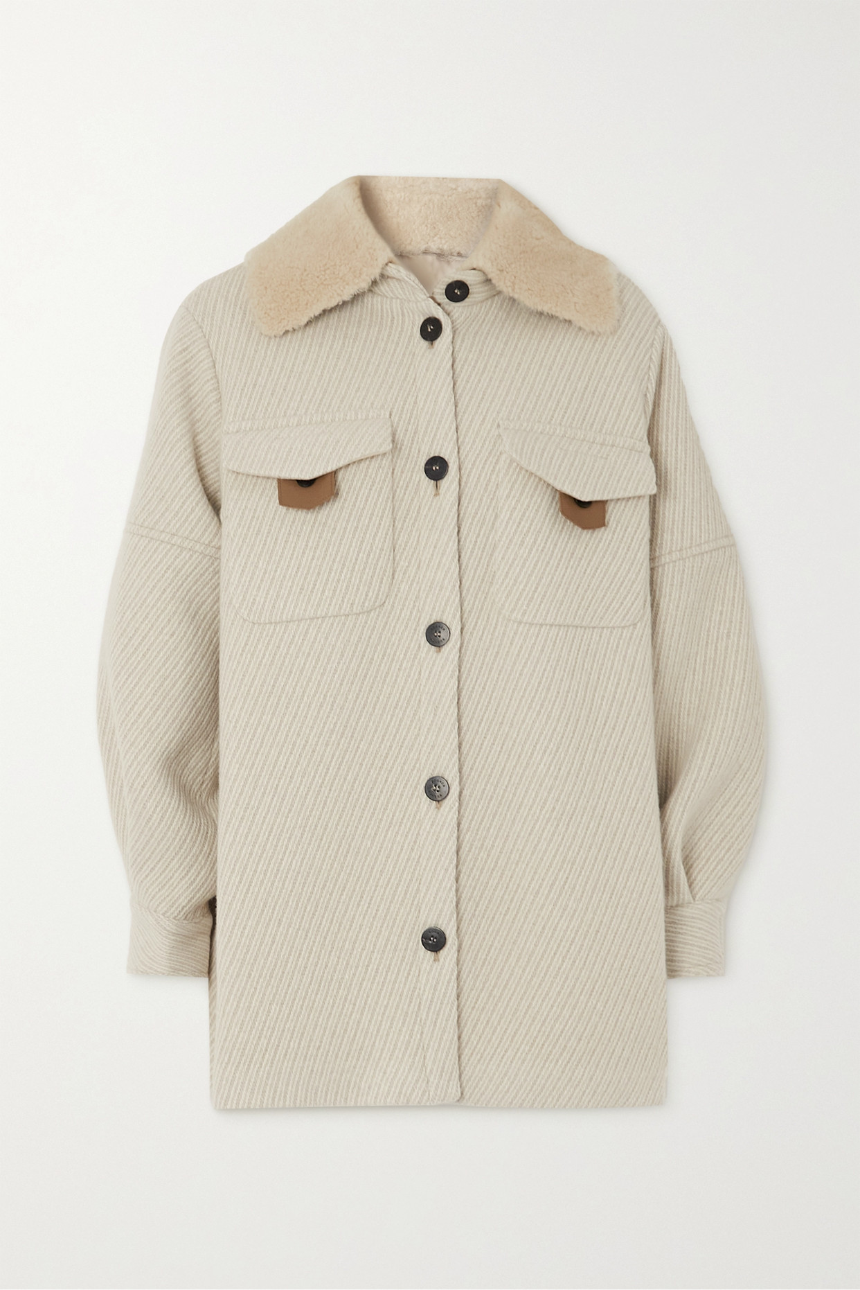 Bogner - Hanna-l Faux Shearling And Leather-trimmed Cashmere Jacket - Cream