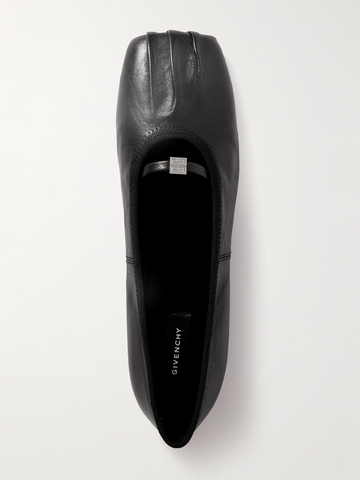 Givenchy - Embellished Pleated Leather Ballet Flats - Black