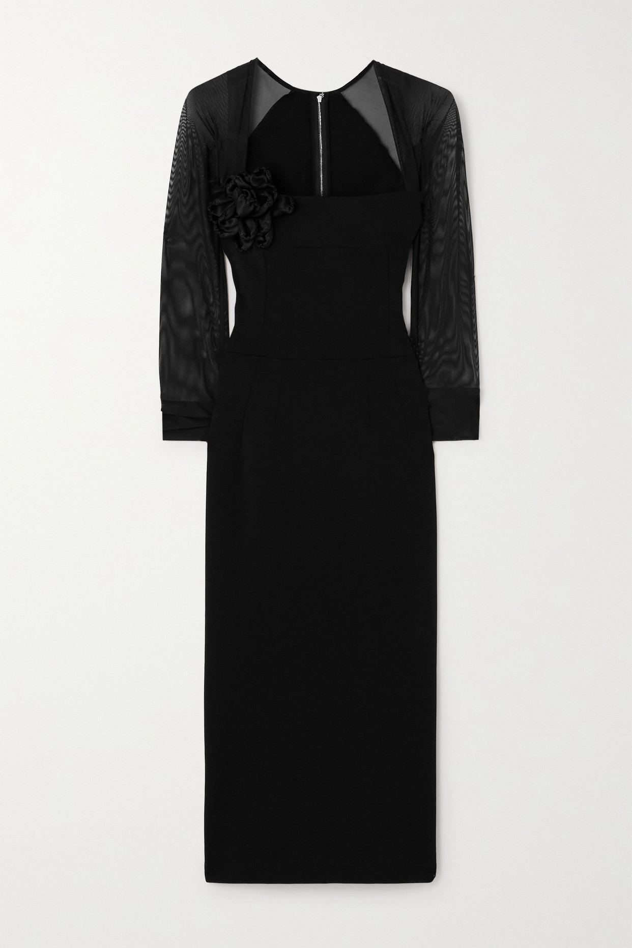 Dolce & Gabbana - Appliquéd Tulle-trimmed Stretch-jersey Midi Dress - Black