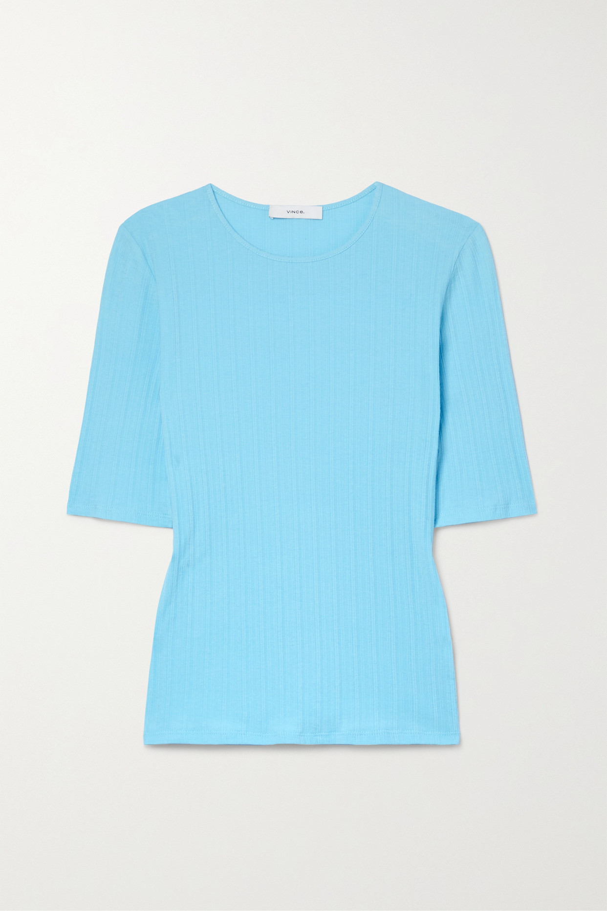 Vince - Ribbed Stretch-cotton T-shirt - Blue