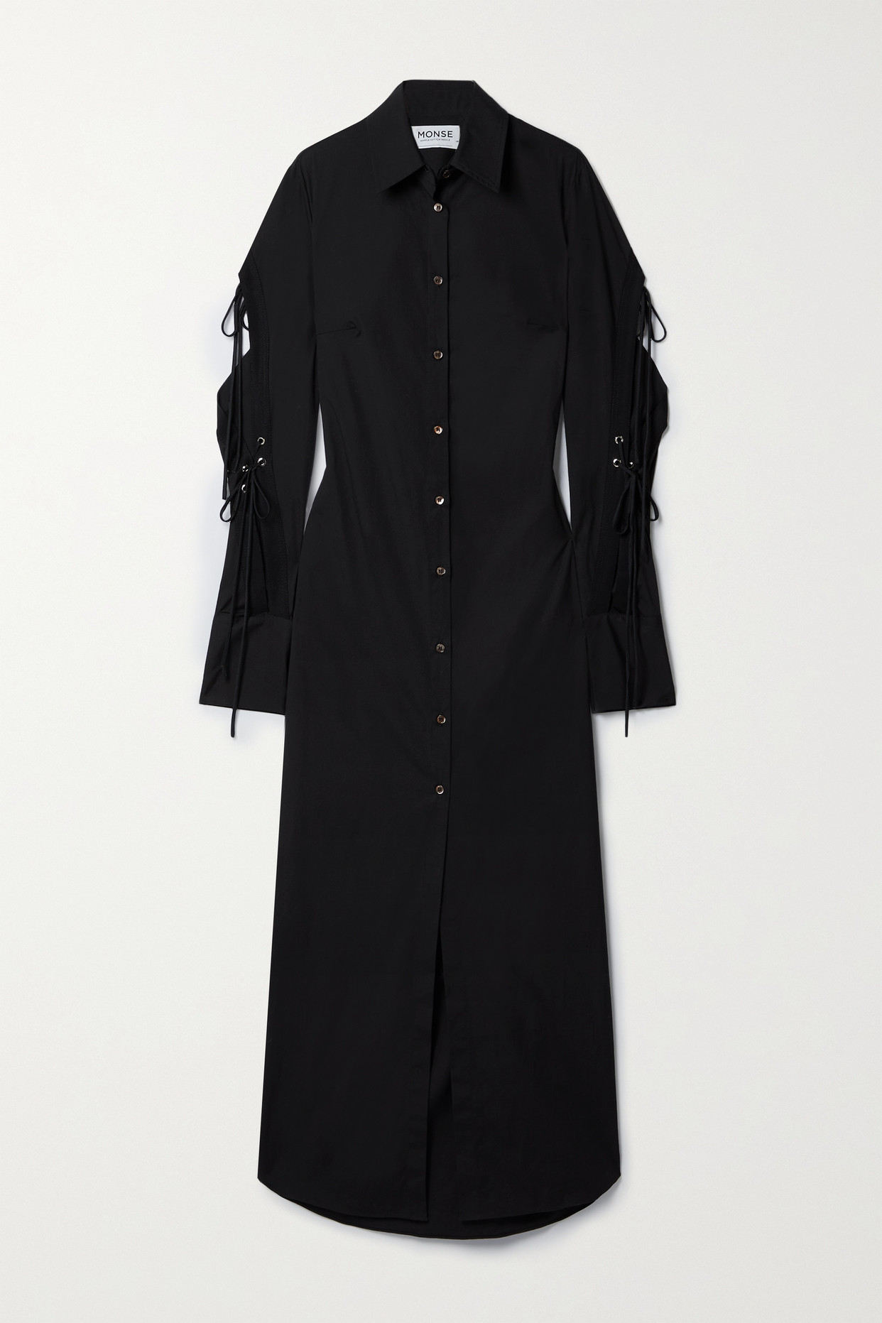 Monse - Lace-up Cotton-blend Poplin Maxi Shirt Dress - Black