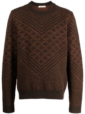 Wales Bonner Henri jacquard crew neck jumper - Brown