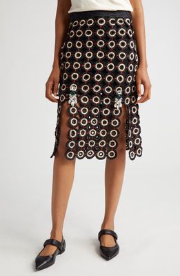 Wales Bonner Stanza Raffia Skirt in Black/natural/red