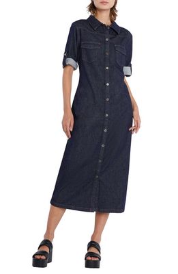 Wash Lab Denim Denim Midi Shirtdress in Dark Indigo