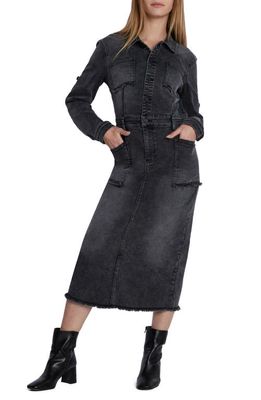 Wash Lab Denim Nora Long Sleeve Denim Maxi Shirtdress in Almost Black