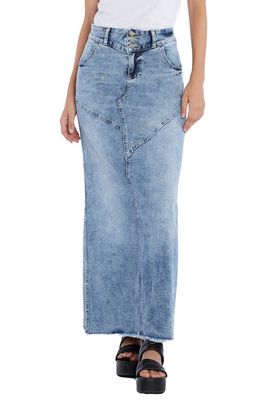 Wash Lab Denim Pieced Denim Maxi Skirt in Pacific Blue