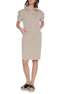 Wash Lab Denim Puff Sleeve Denim Dress in Buff
