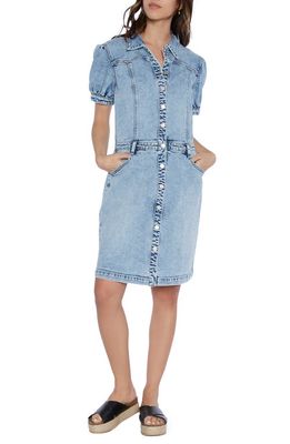 Wash Lab Denim Puff Sleeve Denim Dress in Tommie Blue