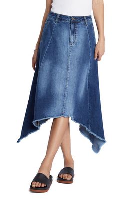 Wash Lab Denim Shark Bite Denim Skirt in Shark Blue