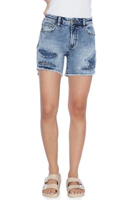 Wash Lab Denim Shredded Denim Shorts in Tommie Blue