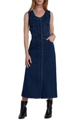 Wash Lab Denim Sleeveless Denim Midi Dress in Rich Blue