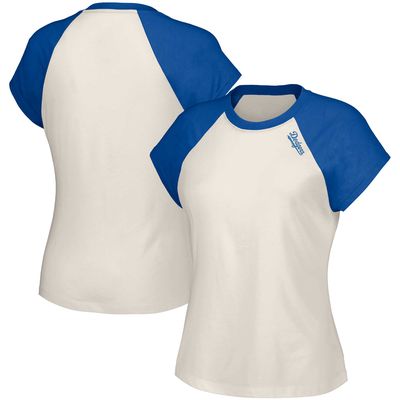 Women's Lusso White Los Angeles Dodgers Nikki Raglan T-Shirt
