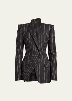 Wool Upside-Down Pinstripe Blazer Jacket
