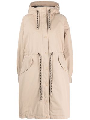 Woolrich long-line drawstring parka coat - Neutrals