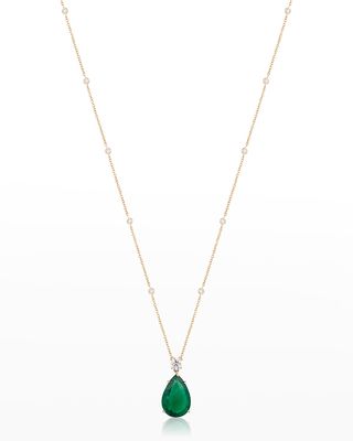 Zambian Emerald and Diamond Pendant Necklace